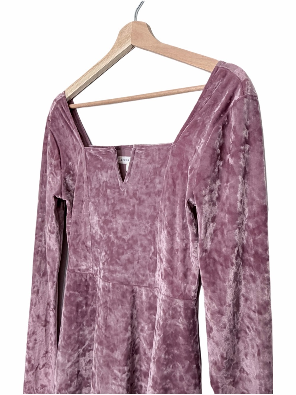 Aeropostale Mauve Crushed Velvet Long Sleeve Fit & Flare Mini Dress Whimsygoth - Picture 4 of 13